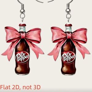 Dr Pepper Bottle Earrings with Pink Bows